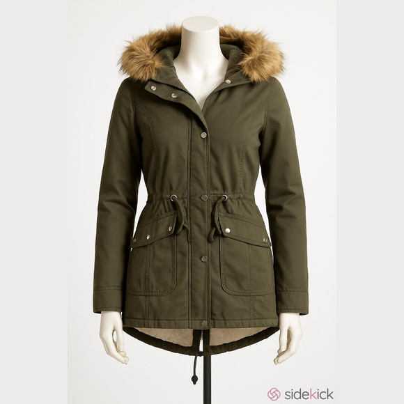 Divided Jackets & Blazers - H&M Divided Army Green Faux Fur Parka Size 4